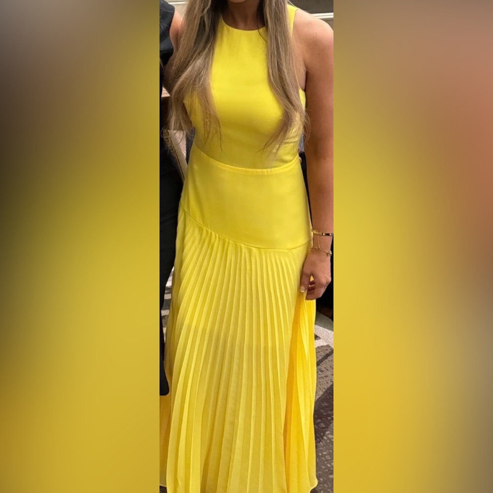 Yellow Pleated Maxi Dress - Women's